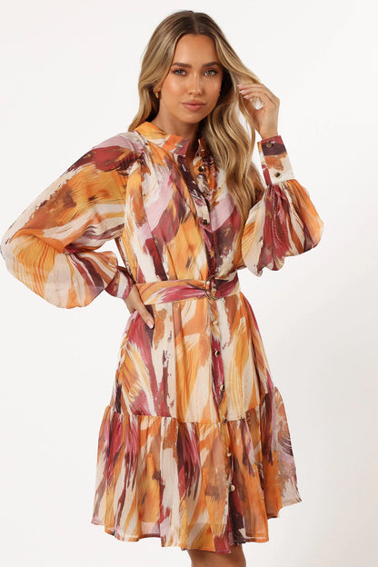 Quinn Long Sleeve Mini Dress Warm Multi