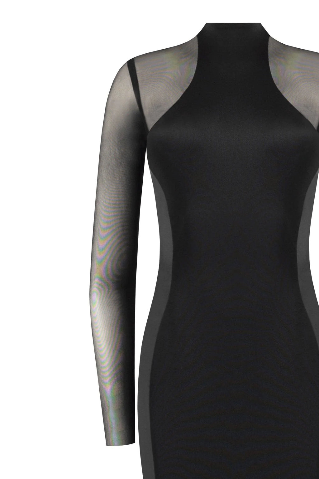 Showstopper black dress with semi transparent inserts