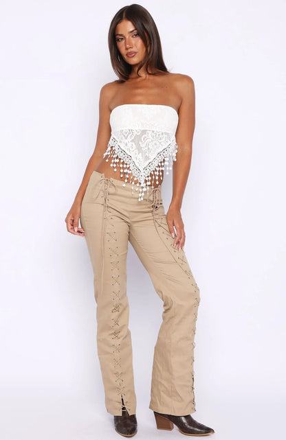 Love Fest Strapless Top White