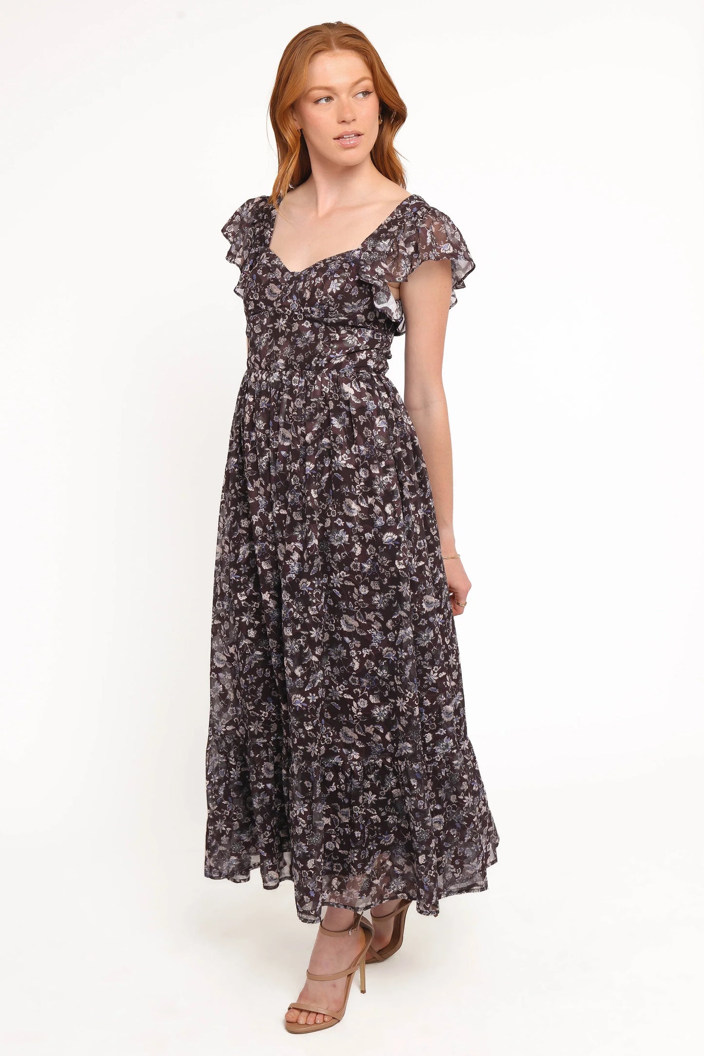Myles Maxi Dress Brown Blue Floral