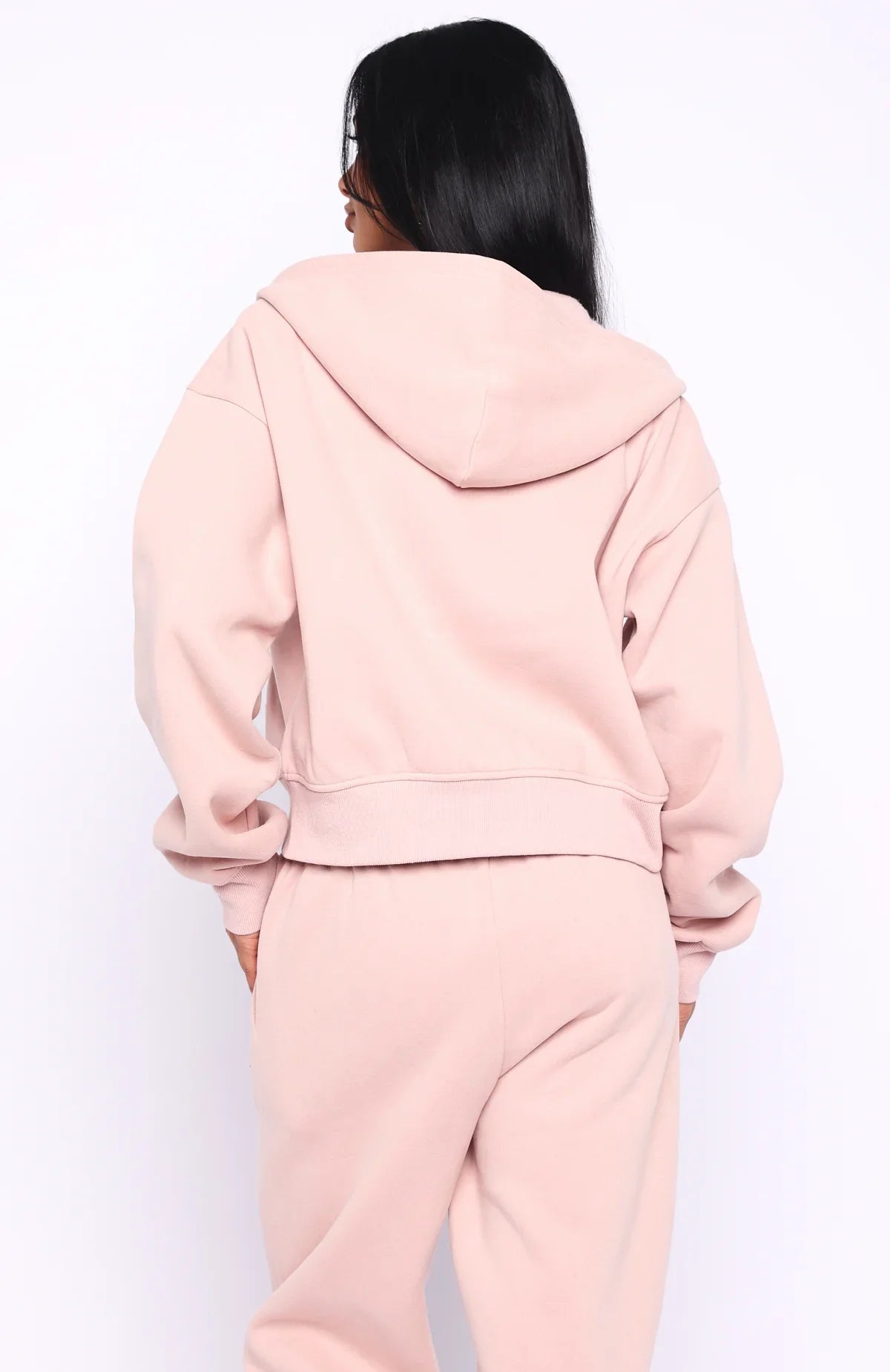 Cant Miss It Boxy Zip Front Hoodie Dusty Pink