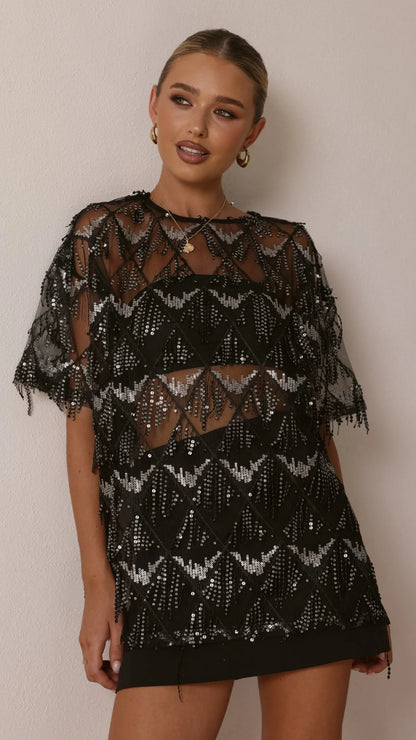 Lira Sequin Tee Black