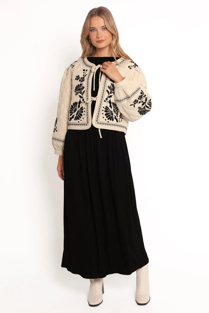 Vako Quilted Embroidered Jacket Light Taupe