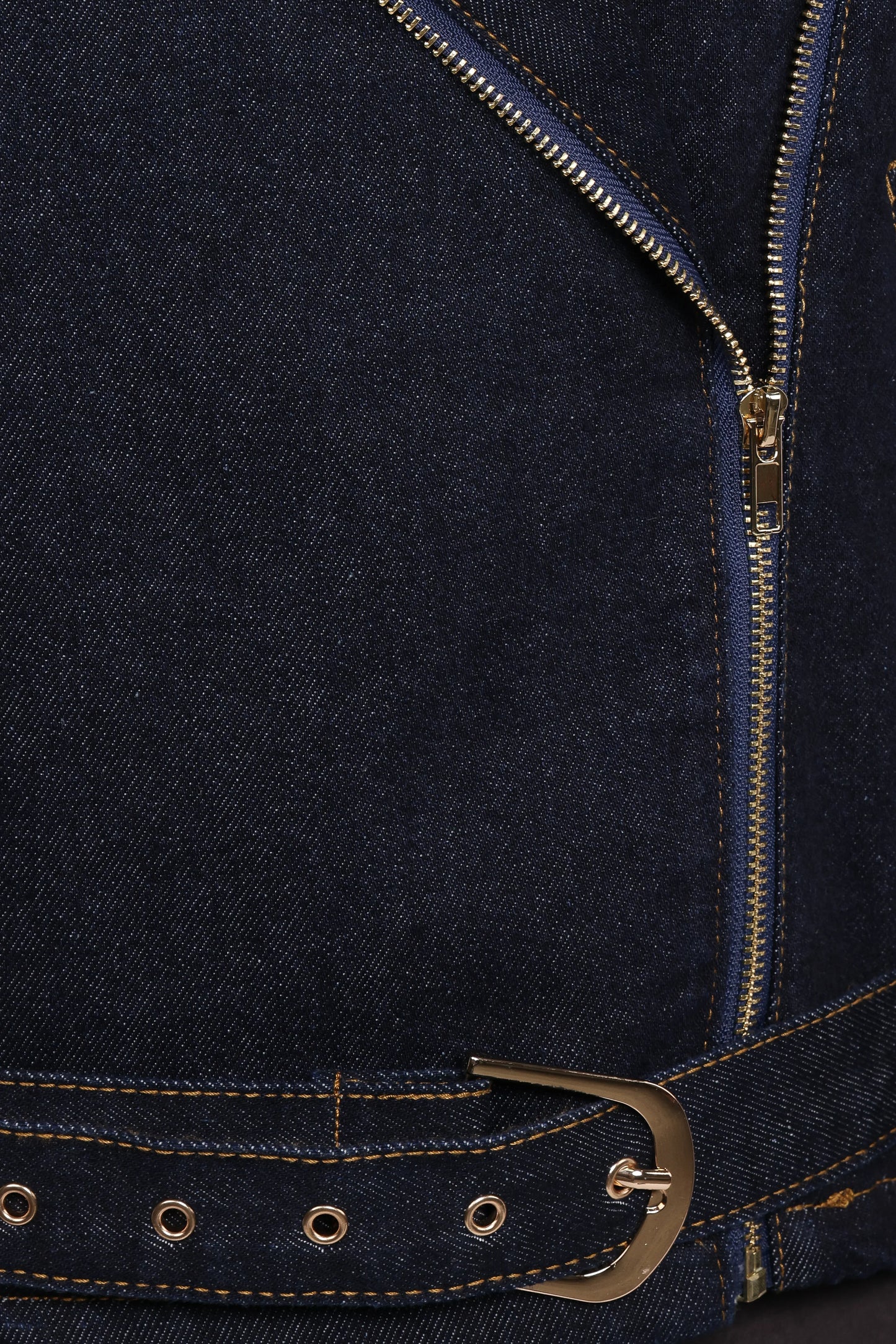 Mira Denim Moto Jacket Dark Indigo