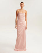 Fancy satin misty rose maxi dress Garden of Eden