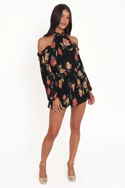 Hillary Romper Black Floral