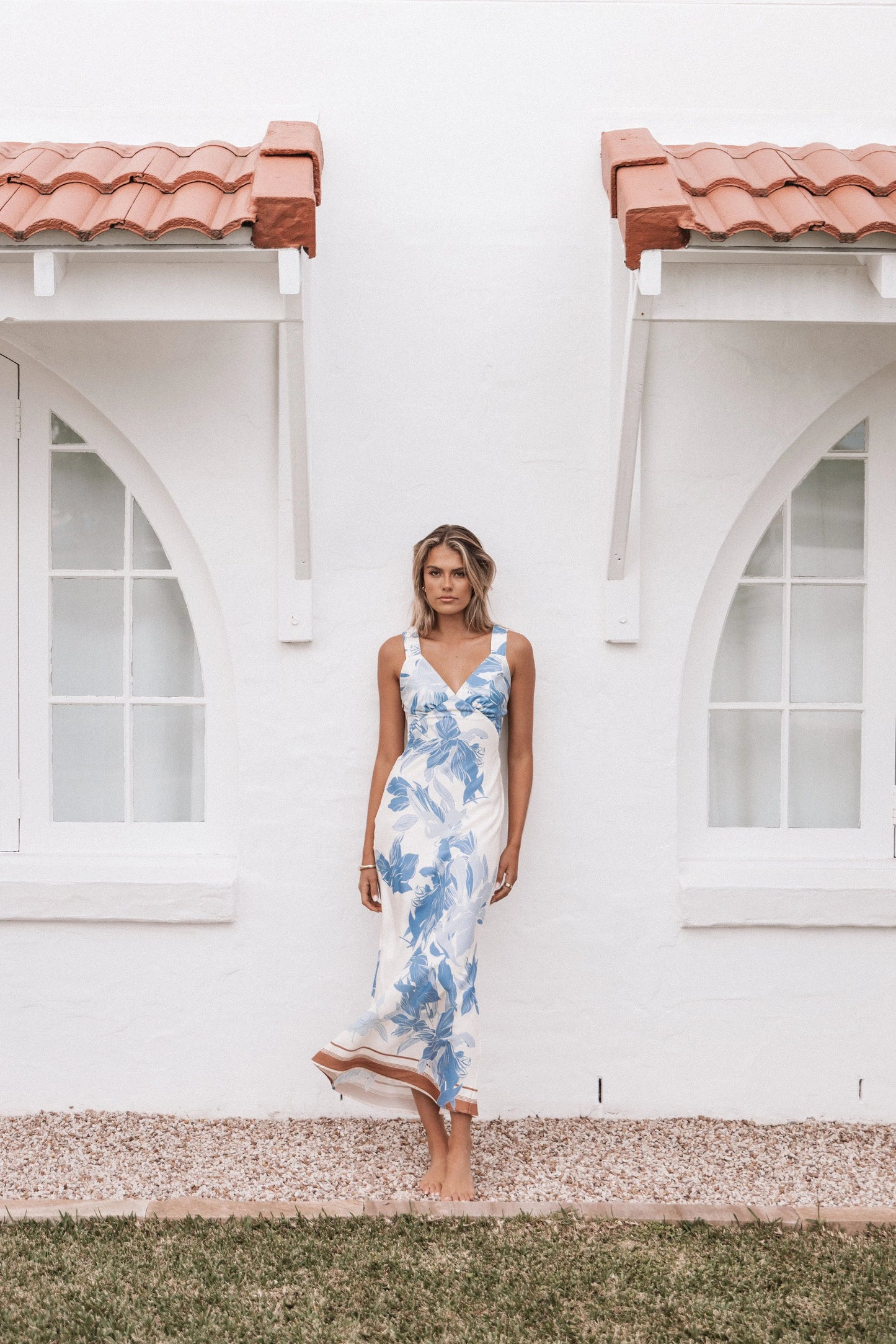 Lizza Maxi Dress Pale Blue Print