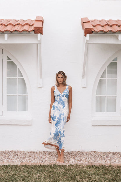 Lizza Maxi Dress Pale Blue Print