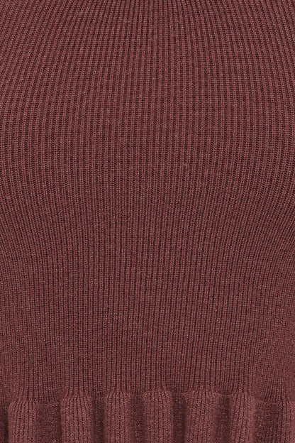 Berenice Ruffle Hem Knitted Top Brown