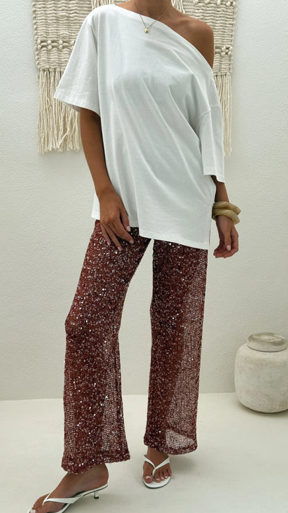 Zinnia Sequins Pant Rust