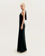 Classical black halterneck satin maxi dress Xo Xo