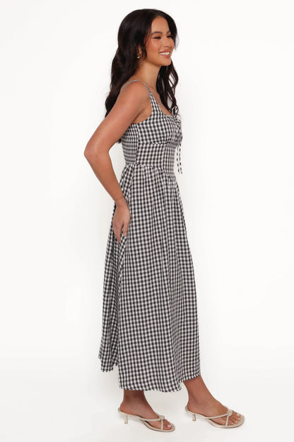 Kinslee Midi Dress Black Gingham