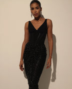 Black Corset with Deep V Neckline