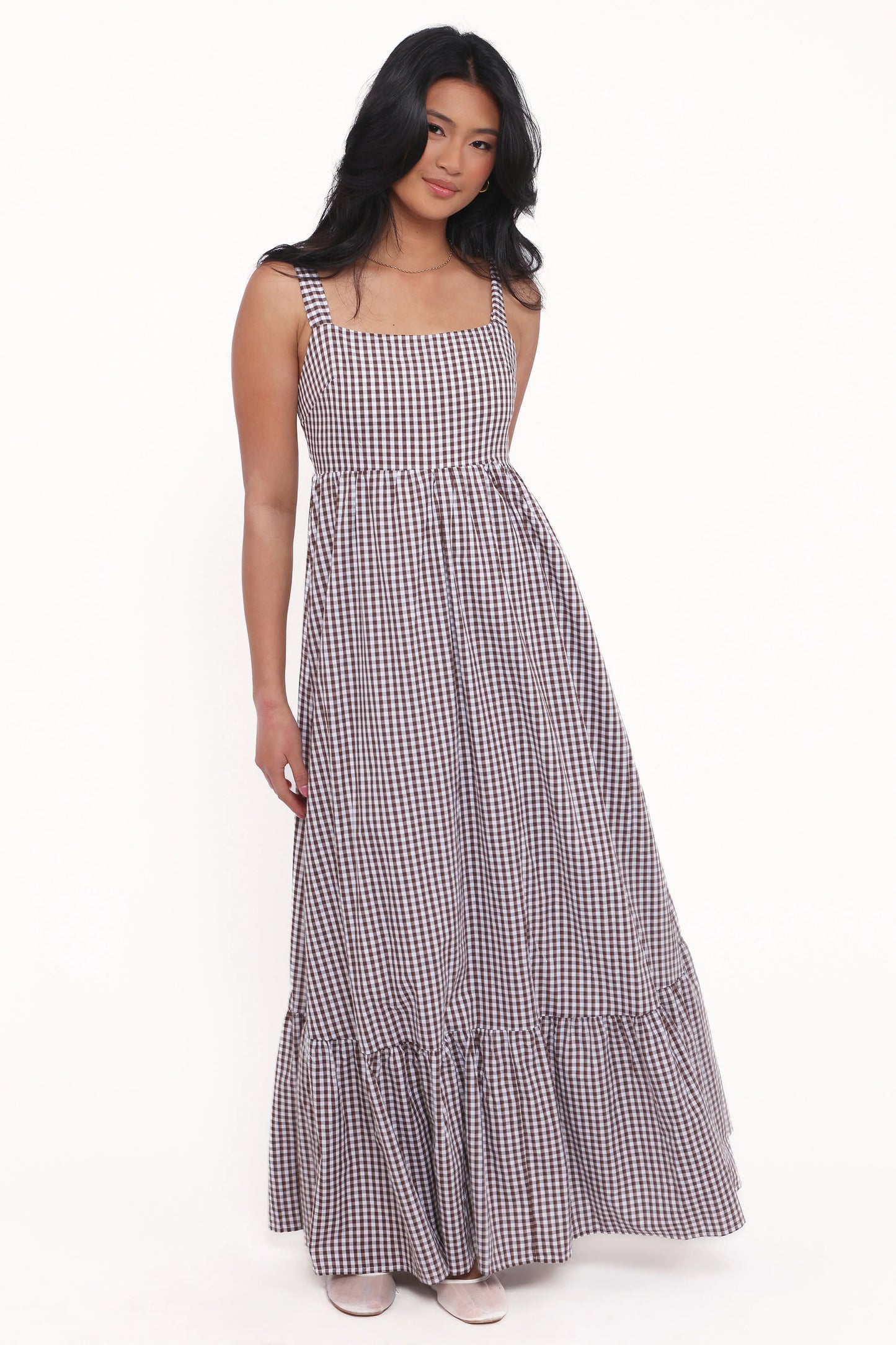 Reid Maxi Dress Brown Gingham