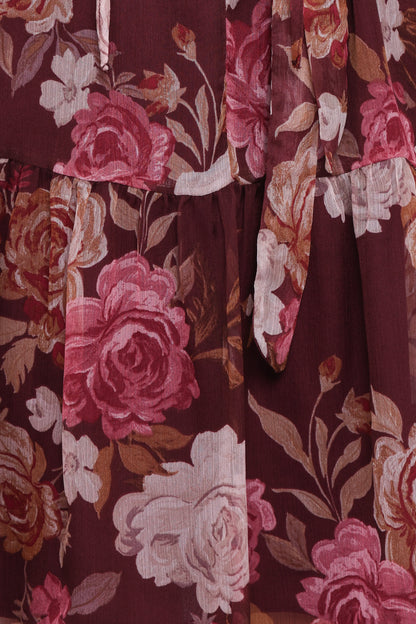 Hensely Mini Dress Burgundy Brandy Bloom