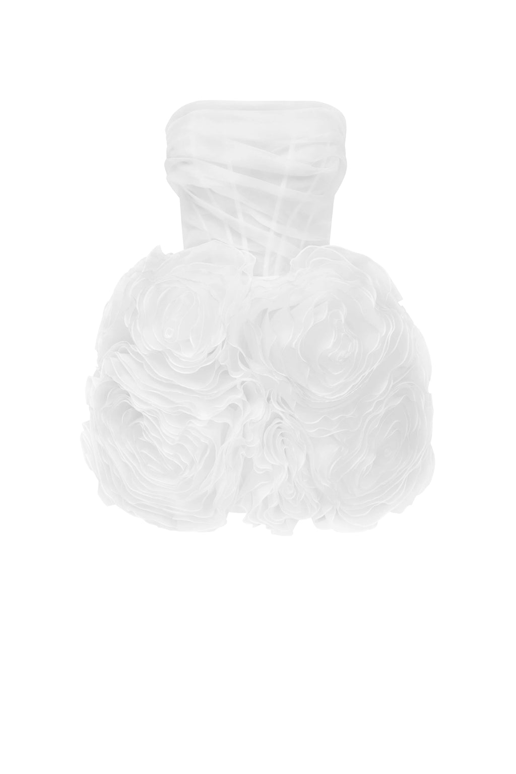 Appliquéd organza white mini dress