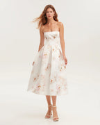 Pink peony corset midi dress Garden of Eden