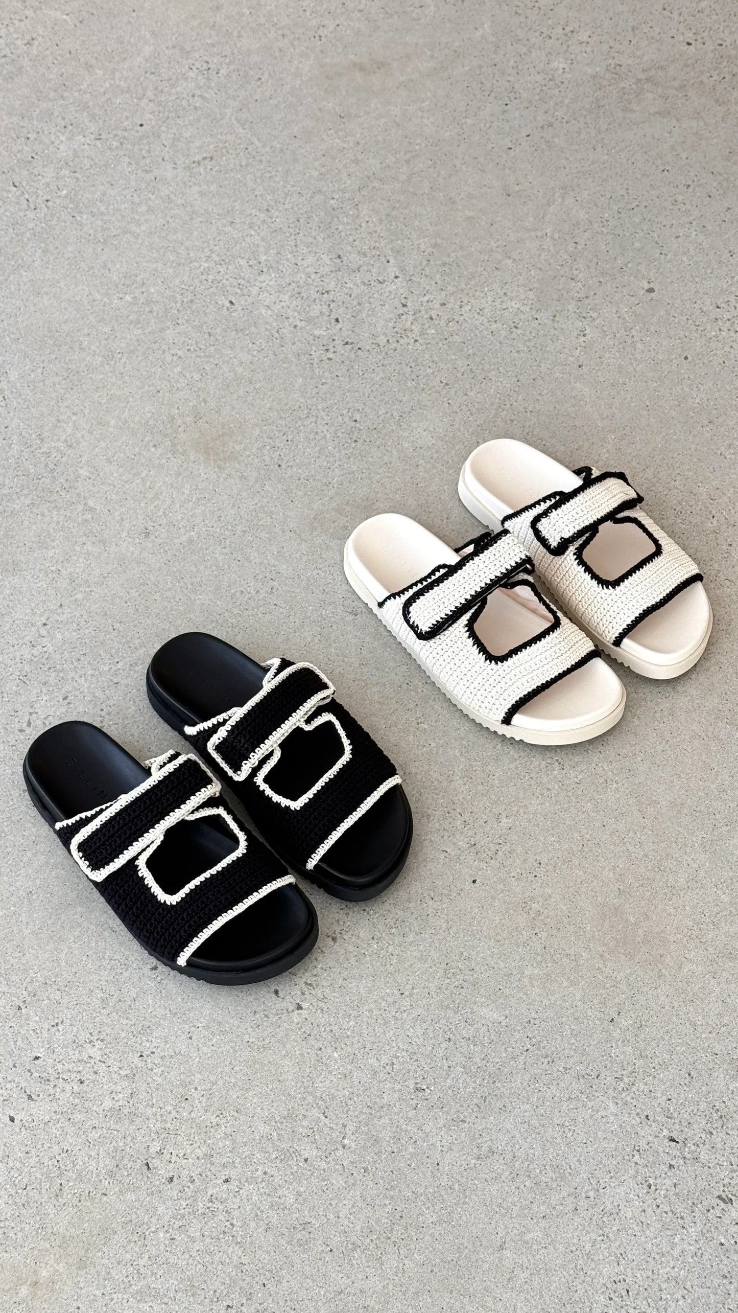 Abbot Sandals Black White Contrast
