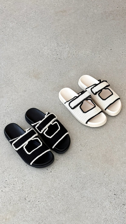 Abbot Sandals Black White Contrast