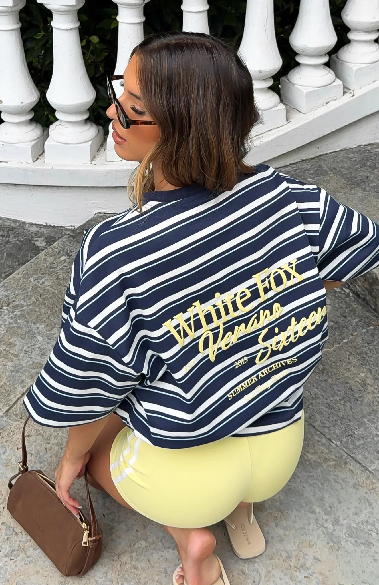 Verano Sixteen Viola Oversized Tee Navy Stripe
