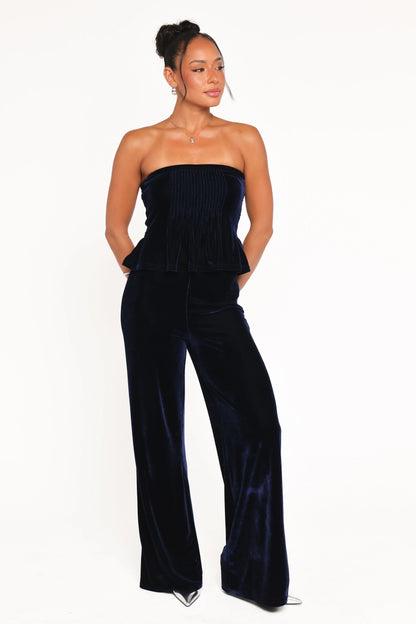 Sutton Strapless Pant Set Midnight Blue Velvet