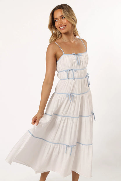 Aubree Midi Dress White Blue