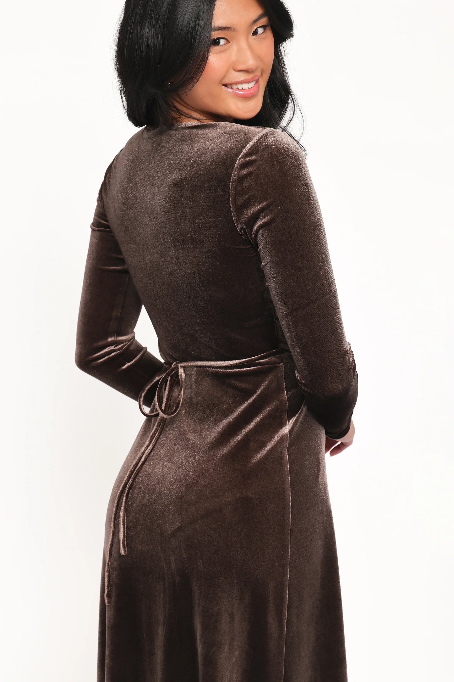 Darby Long Sleeve Midi Dress Dark Brown