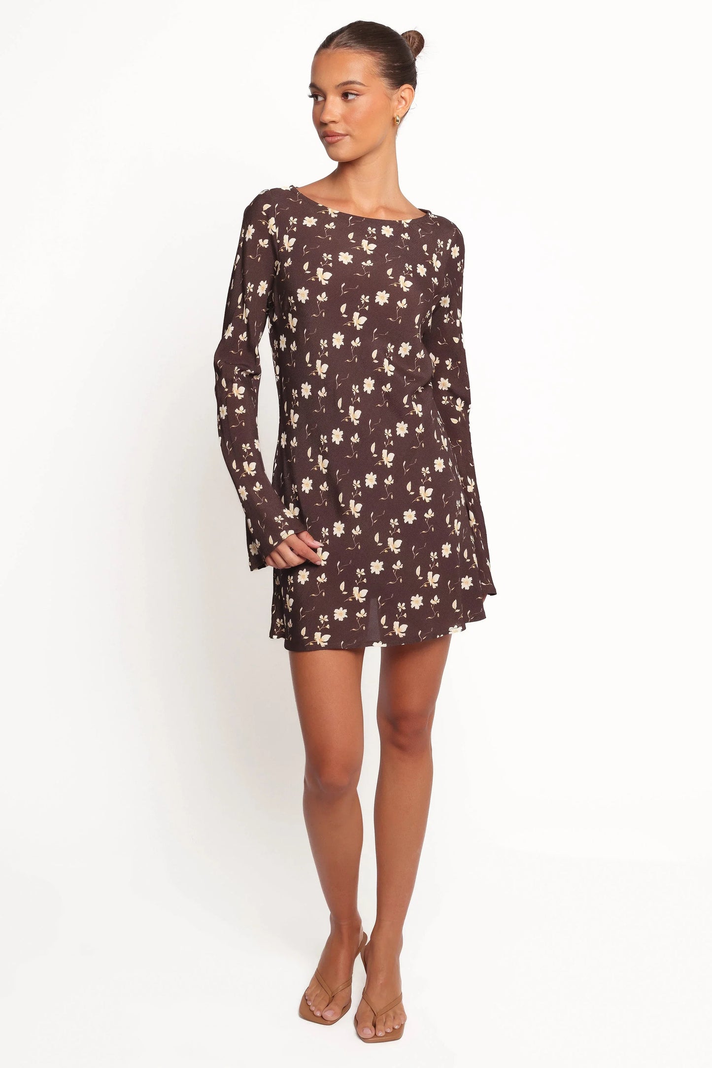 Amity Mini Dress Brown Floral