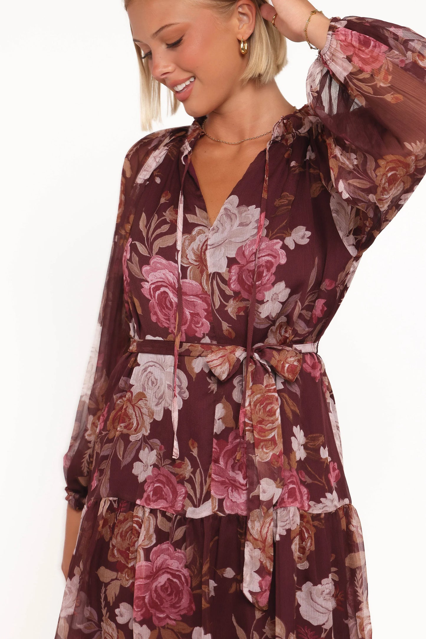 Hensely Mini Dress Burgundy Brandy Bloom