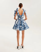 Marvelous blue hydrangea mini dress on straps Garden of Eden