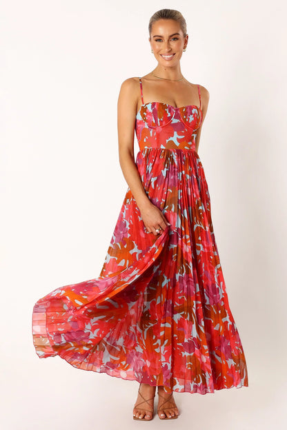Achanti Pleated Maxi Dress Pink Azalea