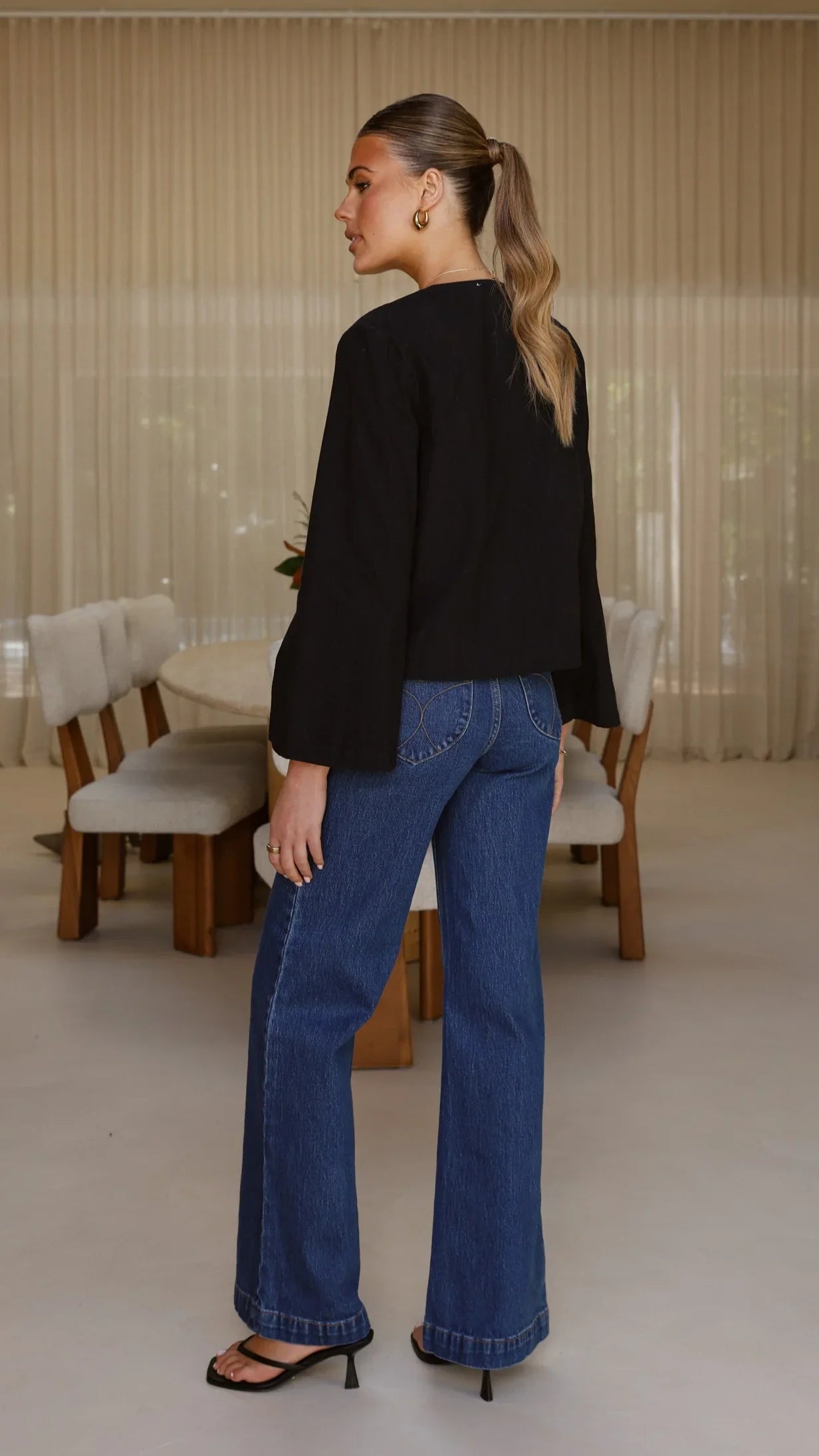 Kiera Tie Front Top Black