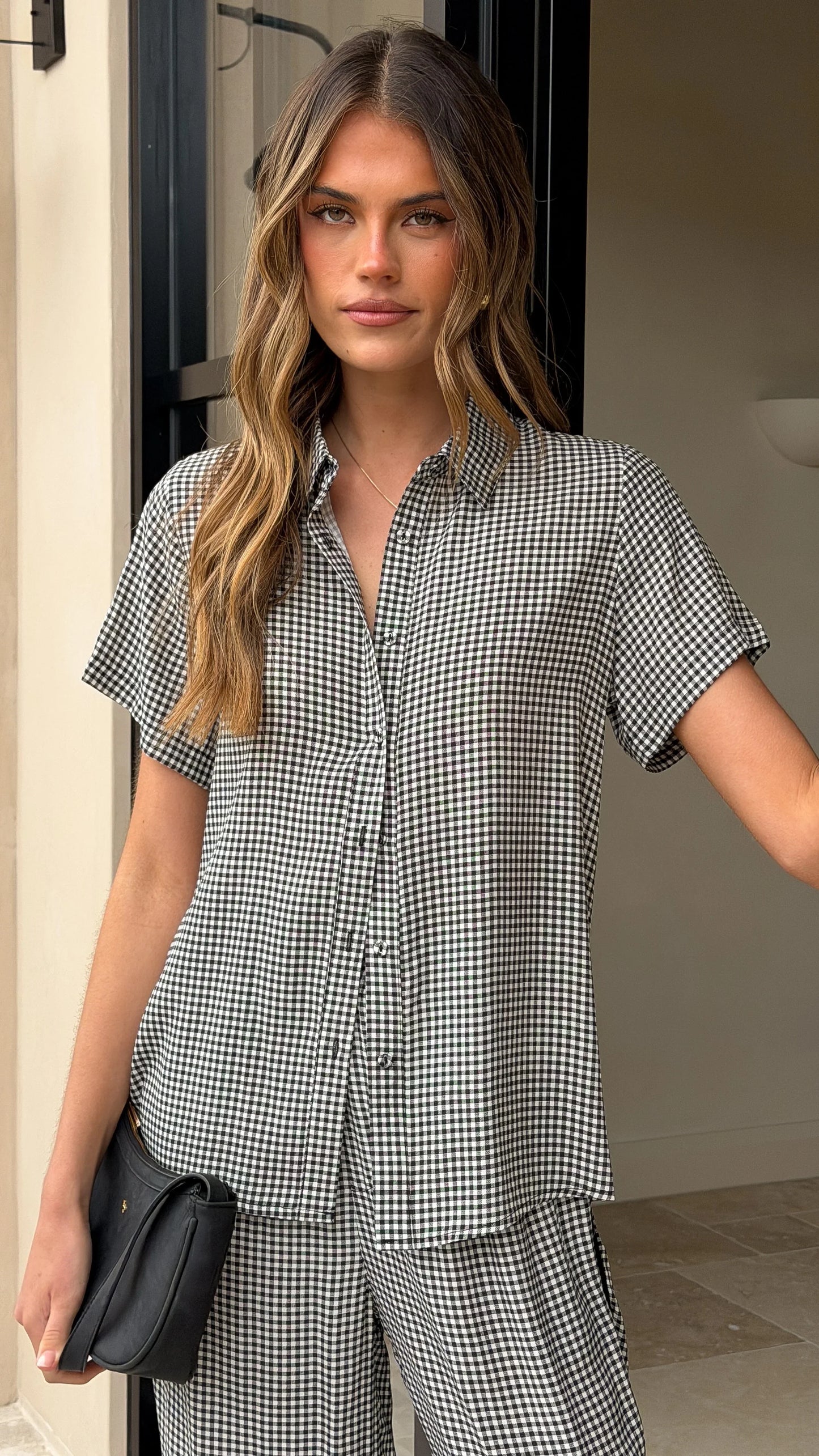 Zoelle Button Up Shirt Black Gingham