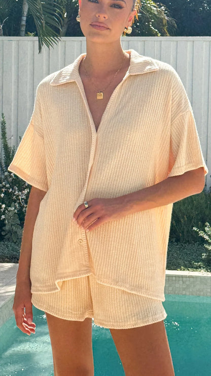 Eden Knit Top and Shorts Set Yellow