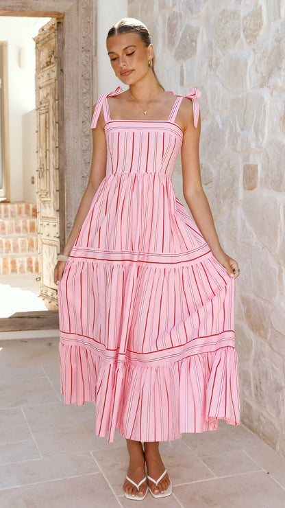Caju Maxi Dress Pink Stripe