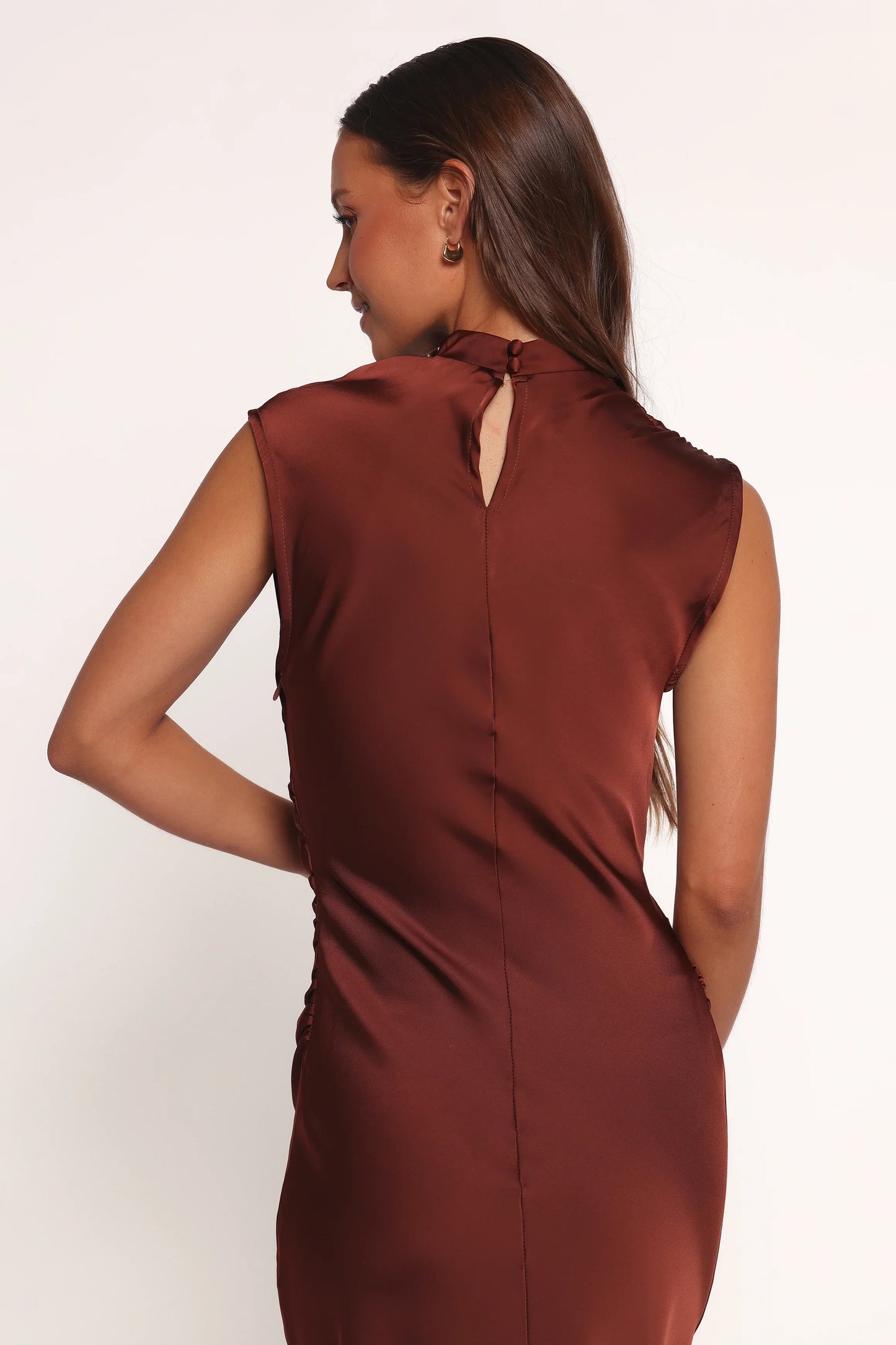 Meryn High Neck Dress Brown