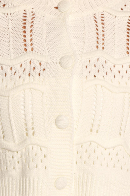 Aidy Crop Button Front Cardigan White