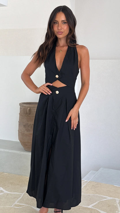 Wesley Halter Neck Maxi Dress Black