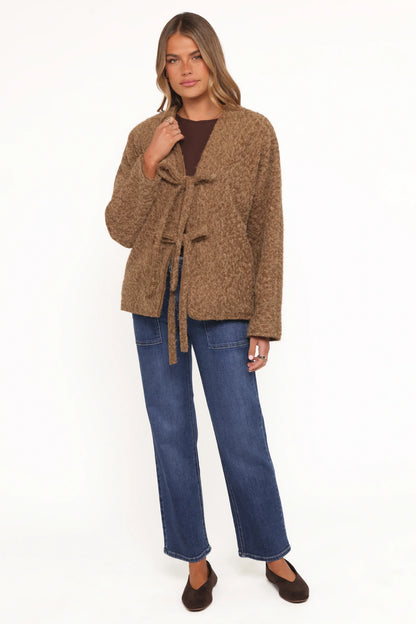 Kimmy Bow Oversized Cardigan Moss