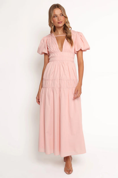 Joedy Puff Sleeve Midi Dress Pale Pink