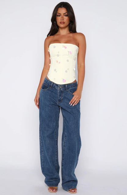 Summer Love Strapless Bustier Lemon