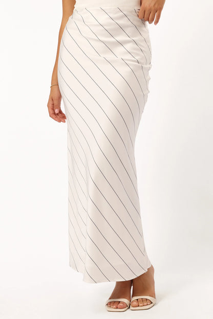 Heidi Stripe Slip Skirt White Black Stripe