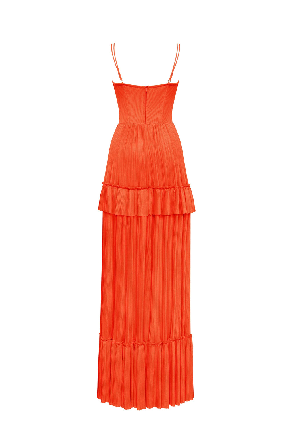 Coral spaghetti strap pleated maxi dress Garden of Eden