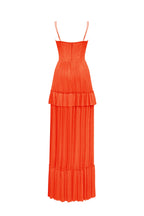 Coral spaghetti strap pleated maxi dress Garden of Eden