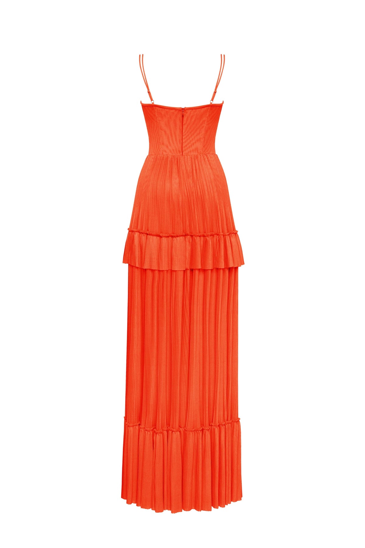 Coral spaghetti strap pleated maxi dress Garden of Eden