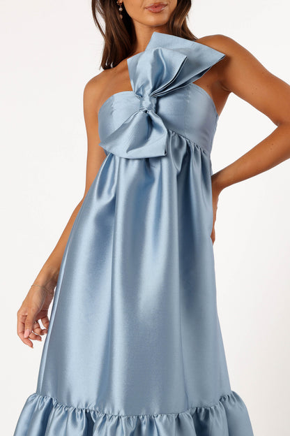 Betina Bow Front Maxi Dress Blue