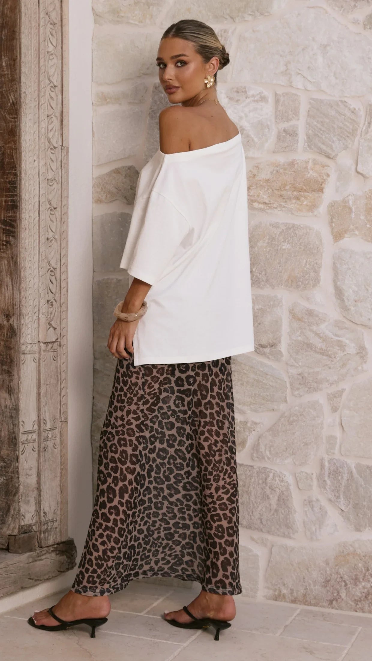 Onella Semi Sheer Maxi Skirt Leopard Print