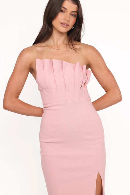 Kinnie Midi Strapless Dress Pink