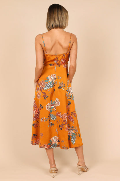 Alejandra Cowl Neck Midi Dress Tan