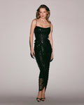 Black Sequin Midi Skirt with Draping